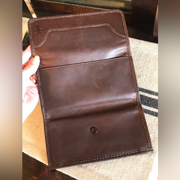 ⭐️ SALE ⭐️ Frye Melissa Leather Continental Wallet Dark Brown MRSP $158 - Picture 3 of 11